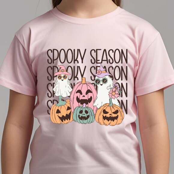 Kids Spooky Season Halloween Graphic T-shirt - Picture 2 of 2